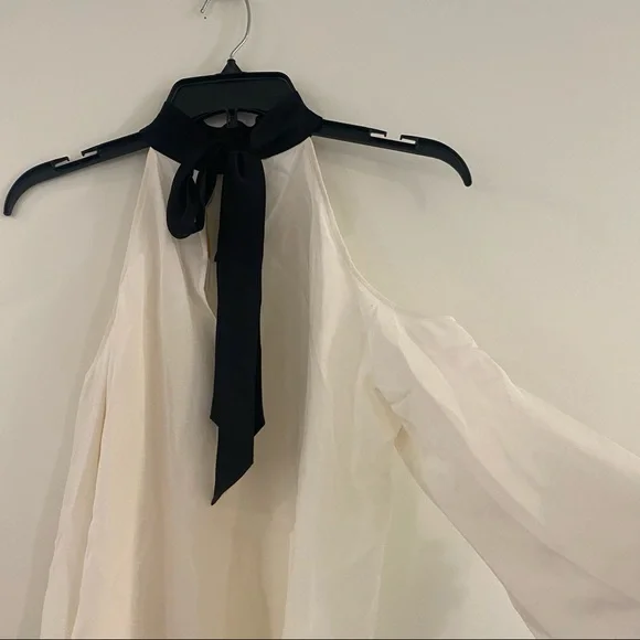 Ramy Brook Silk Cold Shoulder Mock Neck Blouse - Picture 6 of 9